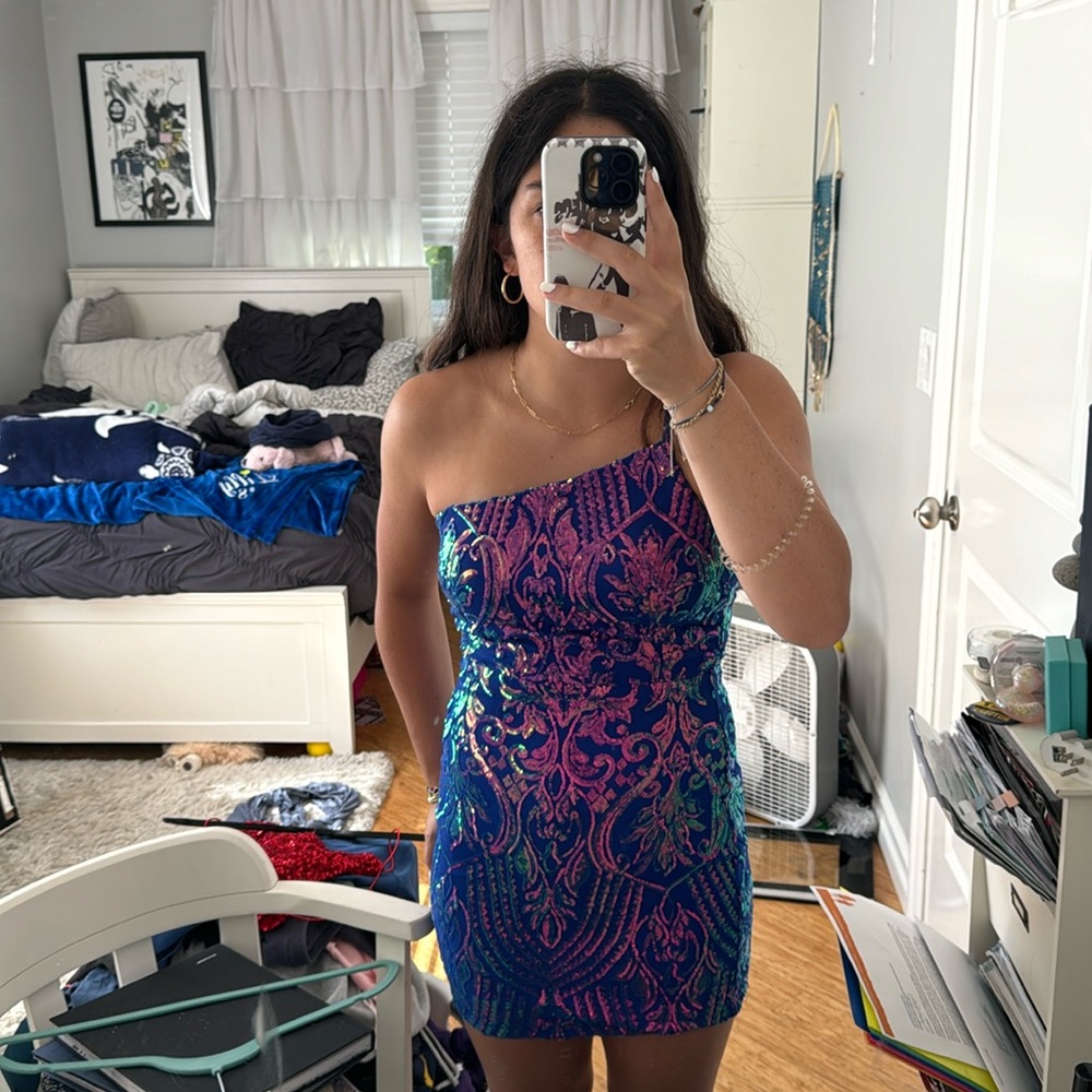 Asymmetrical Windsor Mini Dress